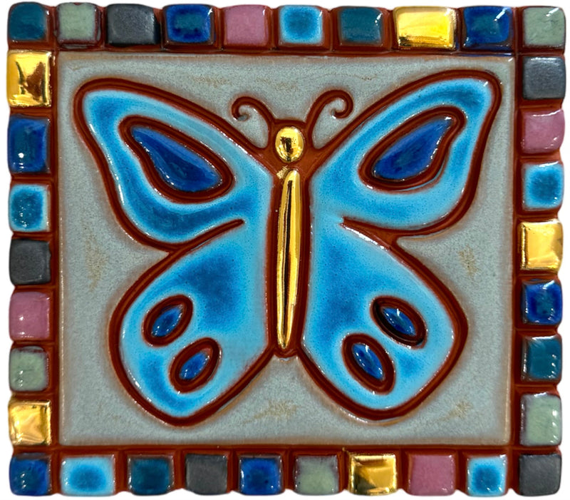Butterfly Mosaic Clay Tile