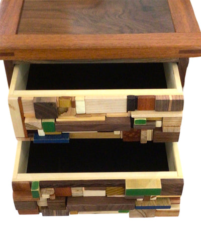 Two Drawer Art Box with Green and Blue accents - Whether you're stashing colored pencils or family jewelry, this box adds a pop of color to any room!