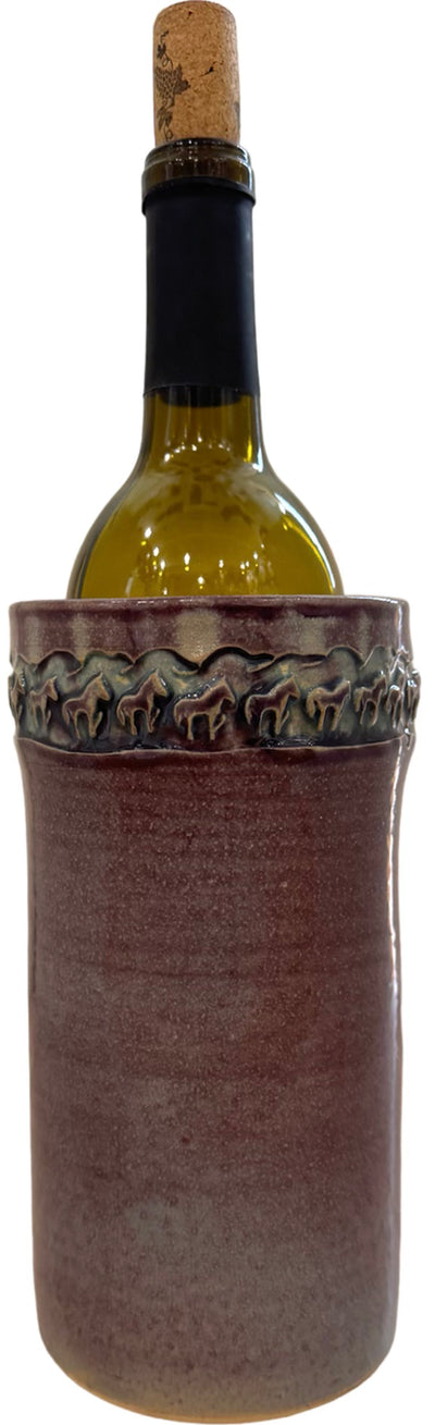 Purple Horse Stamped Wine Bottle Holder