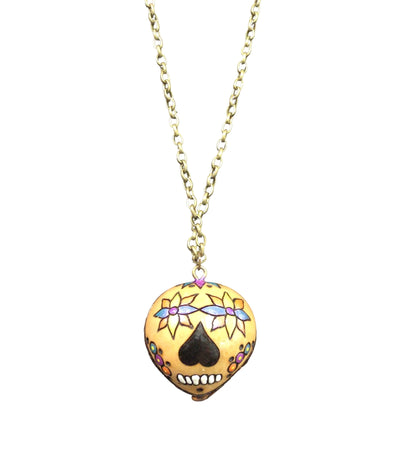 Sugar Skull Gourd Necklace - Made with a gourd, we can bet that your favorite jewelry lover won't have this hand-painted sugar skull necklace!