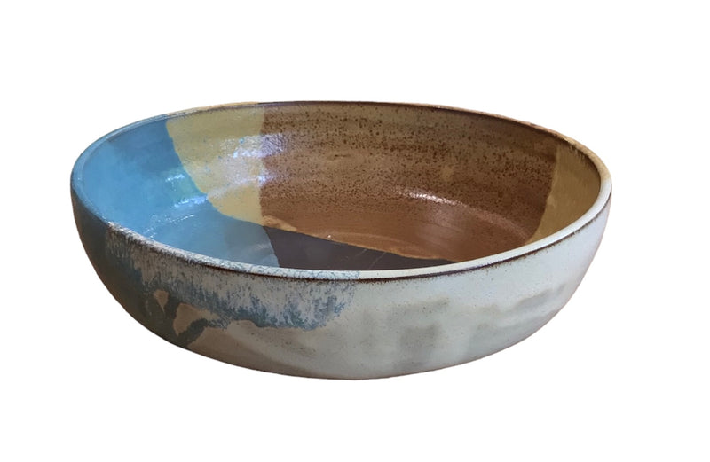 Multi-Glazed Ceramic Serving Bowl