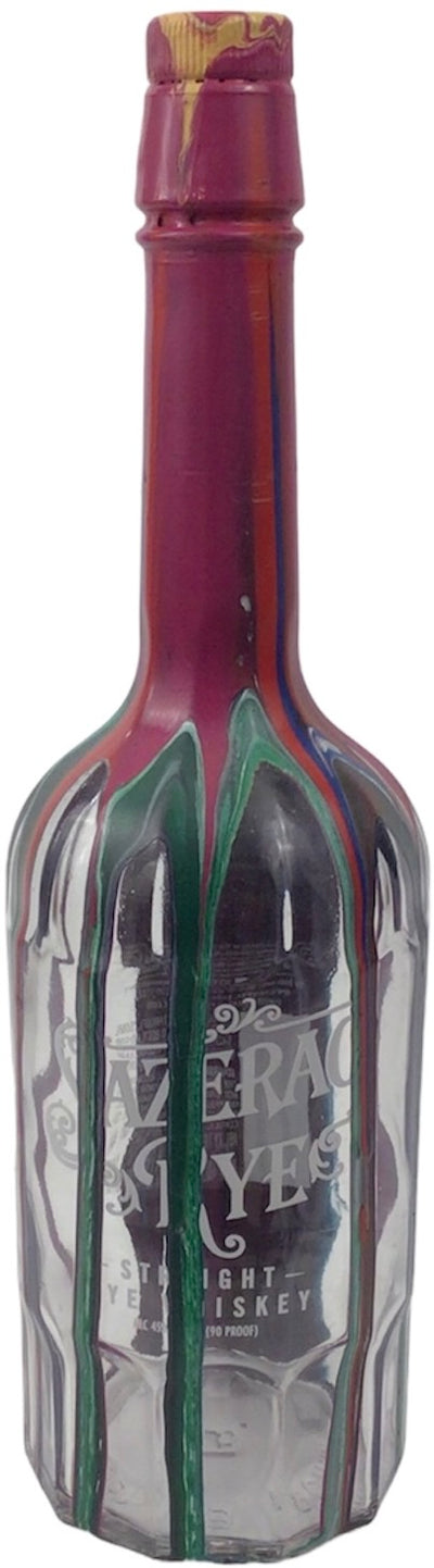 Hand painted Sazerac Rye Whiskey Bottle - remember your distillery trip with bright decor your partner will love!