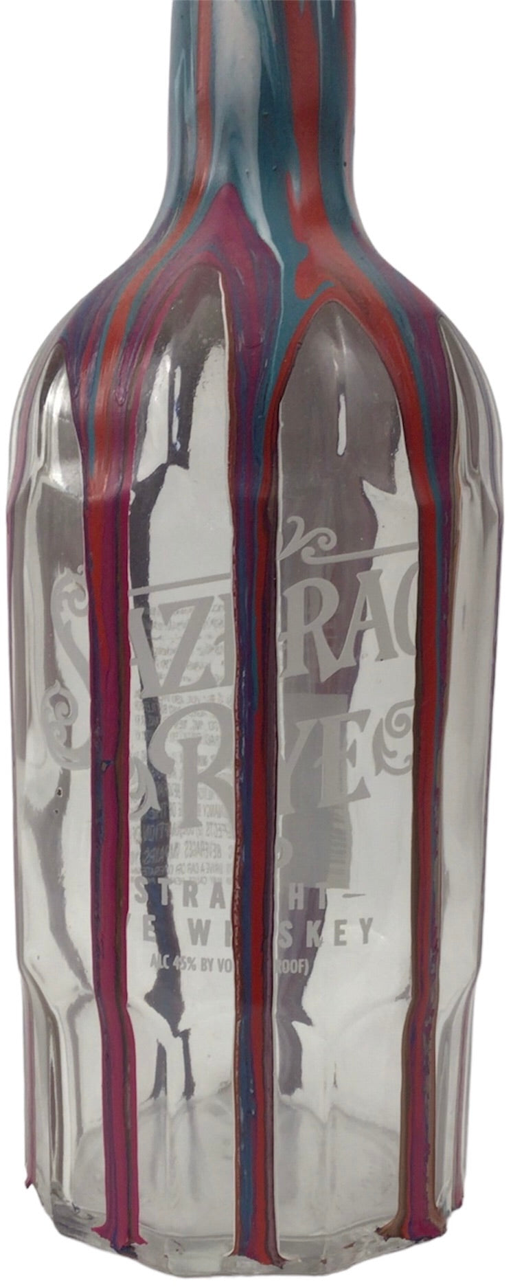 Hand Painted Sazerac Rye Whiskey Bottle - Remember your distillery trip with bright decor your partner will love!