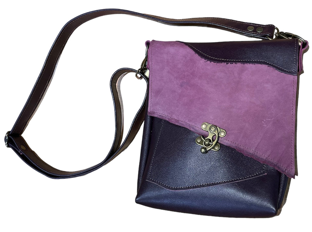 Purple leather crossbody bag Clearance