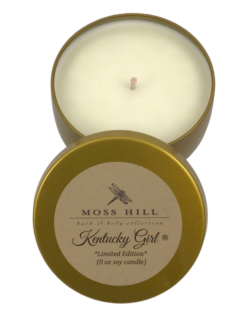 Moss Hill Soy Candles- Whether you want to "Bathe in Bourbon, dream of a "Kentucky Lily" cocktail at Churchill Downs, or just think about your favorite "Kentucky Girl," you can&