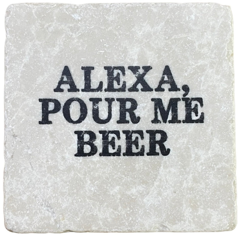 "Alexa, Pour Me" Marble Coaster