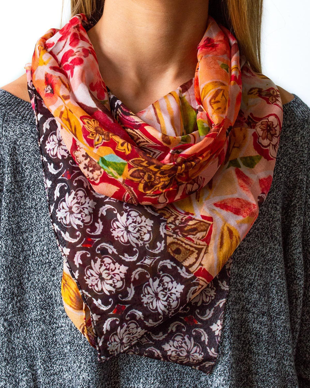 Springtime Scarf--Gorgeous florals adorn this wearable art