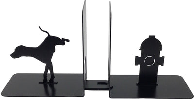 Dog and Fire Hydrant Metal Bookends - Add a little laugh to your library with this solid steel metal bookend!