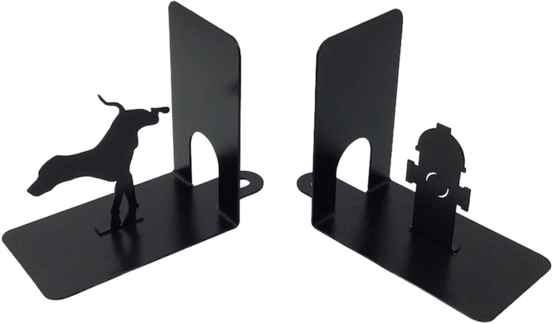 Dog and Fire Hydrant Metal Bookends - Add a little laugh to your library with this solid steel metal bookend!