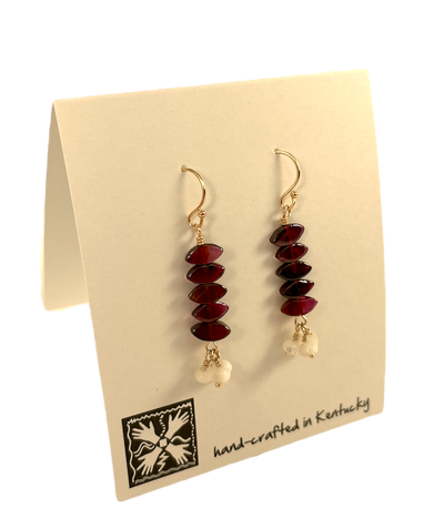 Maroon Jewell Earrings with Gold Wire