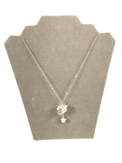 Star Necklace with Transparent Stones and Silver Chain