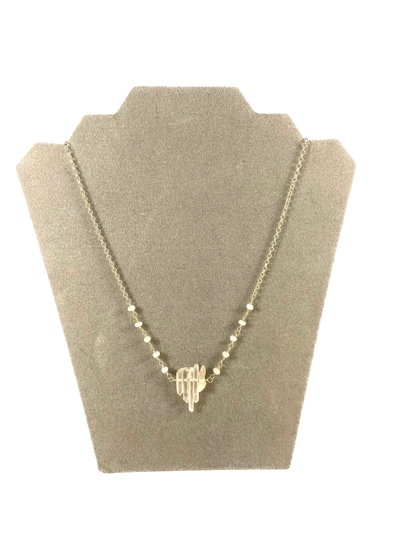 White Quartz Points Necklace with Silver Chain