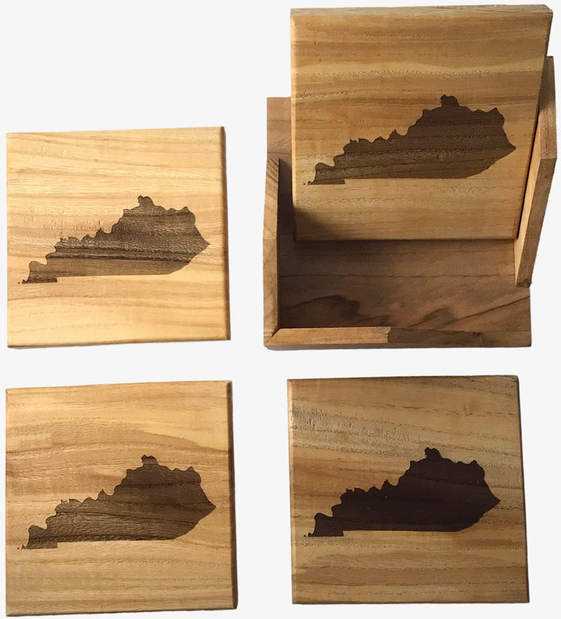 Wooden Kentucky Coaster Set with Holder - The perfect resting spot for a cup of coffee or your favorite cocktail!