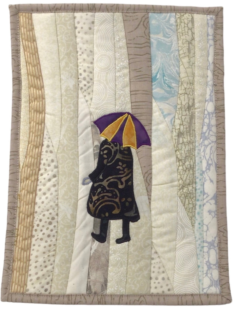 "Rainy Day" Hanging Quilt Art - A reminder of a relaxing, rainy day at home.